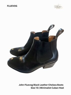 John Fluevog Black Leather Chelsea Ankle Boots